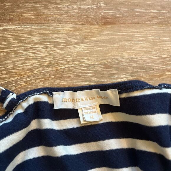 Nautical Montesau Navy and White Striped Romper - Picture 5 of 5